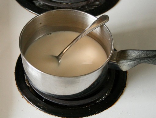 Steam almond milk for tea