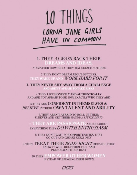 Things Lorna Jane Girls have in Common
