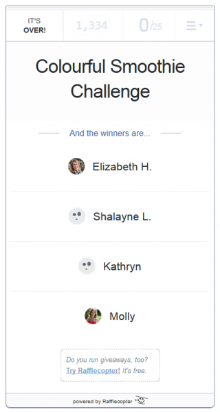 Winners selected by Rafflecopter