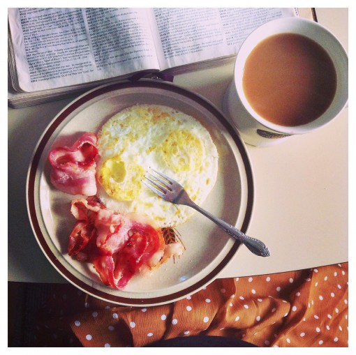 Eggs, bacon, and coffee - this is how I like to start my day!