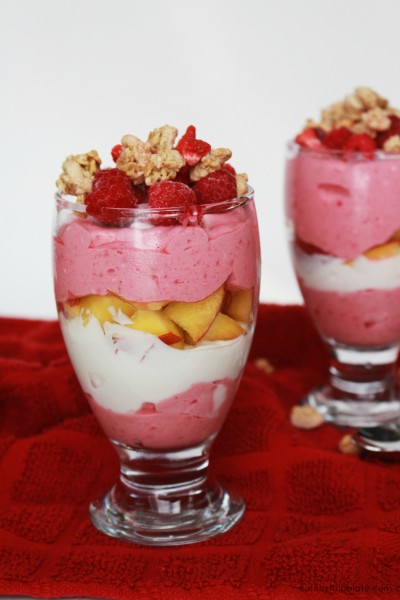 Start your Valentine's Day off with a delcious Cheesecake Raspberry (or replace with a different fruit) Parfait. You can even serve this as a dessert!