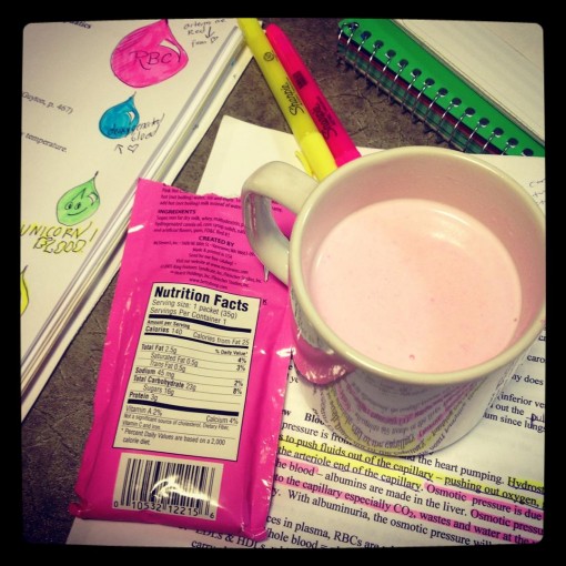 Pink Hot Chocolate and study
