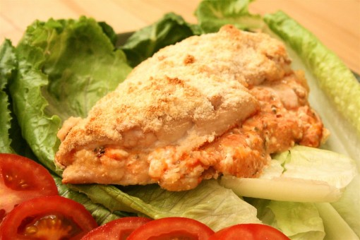 Parmesan and cheddar cheese stuffed chicken breast