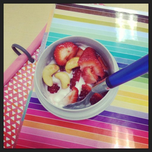 Cashews, Strawberries, and Yogurt