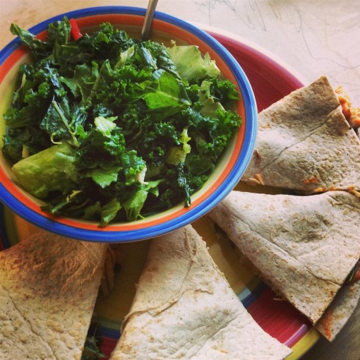 Salad and Low Carb Cheesy Tortillas