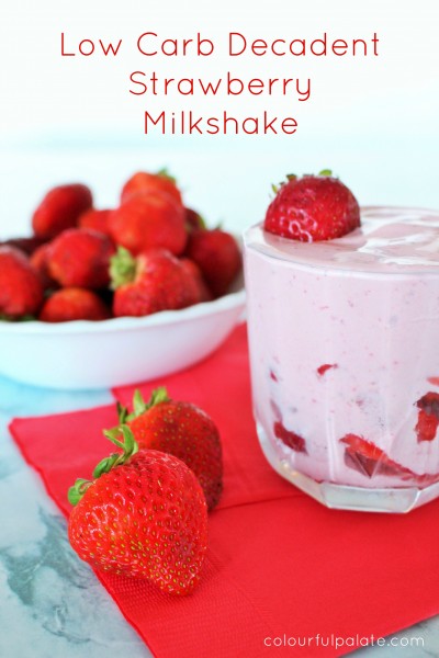 Low Carb Decadent Strawberry Milkshake (no sugar, THM (S) friendly, low carb)