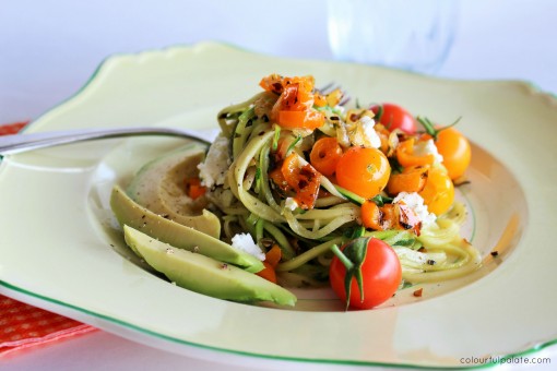 Low Carb Noodles made with Zuchinni and Goat Cheese